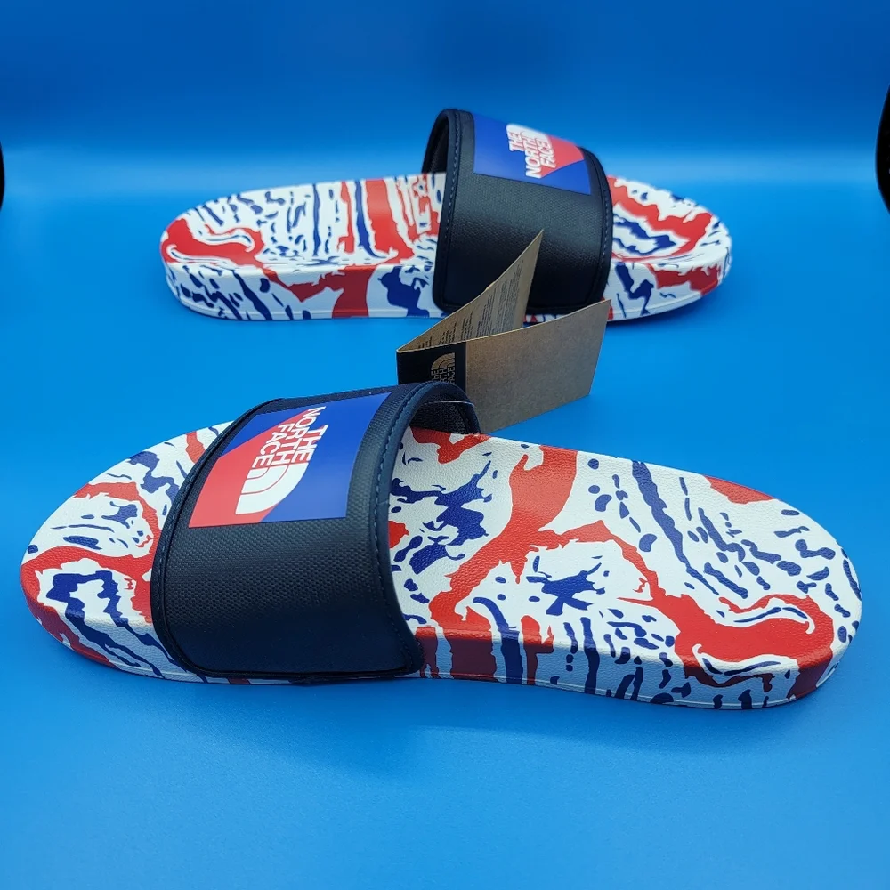 The North Face Base Camp 3 American Men's Sildes Size 12 Blue Red White USA New